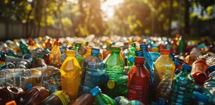 PCR resin flakes and bottle lightweighting comparison on the production line