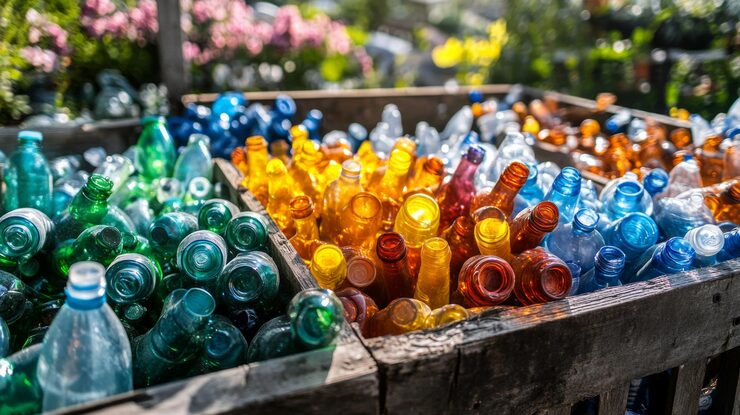 HDPE PCR pellets and recycled bottles